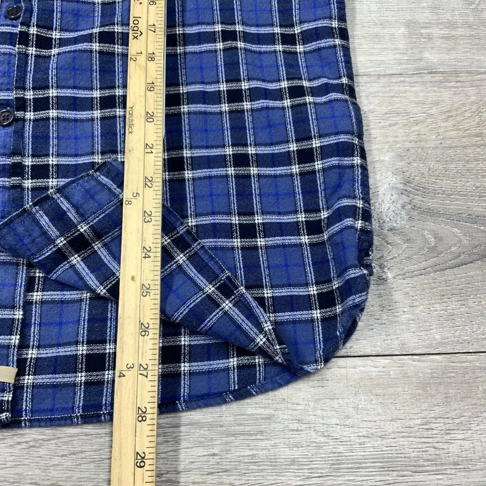 Banana Republic Shirt Mens Large Blue Flannel Plaid Long Sleeve Button‎ Front
